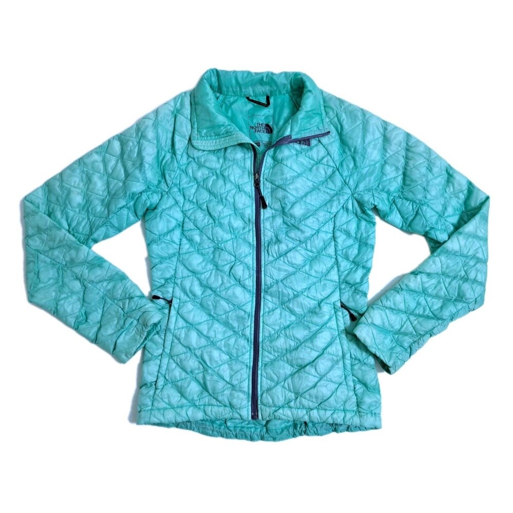 North Face Green Blue Emerald Thermoball Puffer Jacket Coat Women's XS Packable